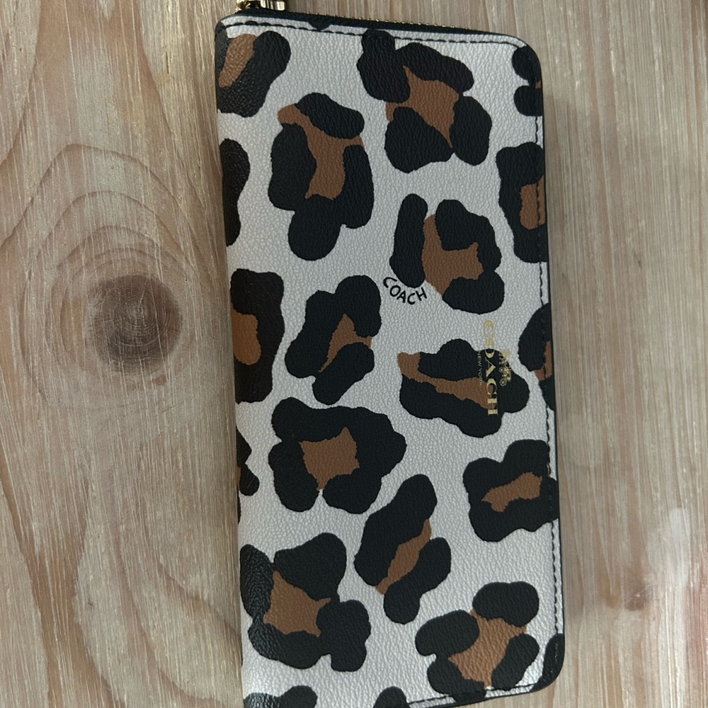 Coach Animal Print Zip-Around Wallet